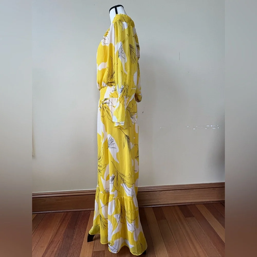 NWOT - Chico's - Yellow and White Floral Maxi Dress - SIZE 14 - Picture 3 of 16
